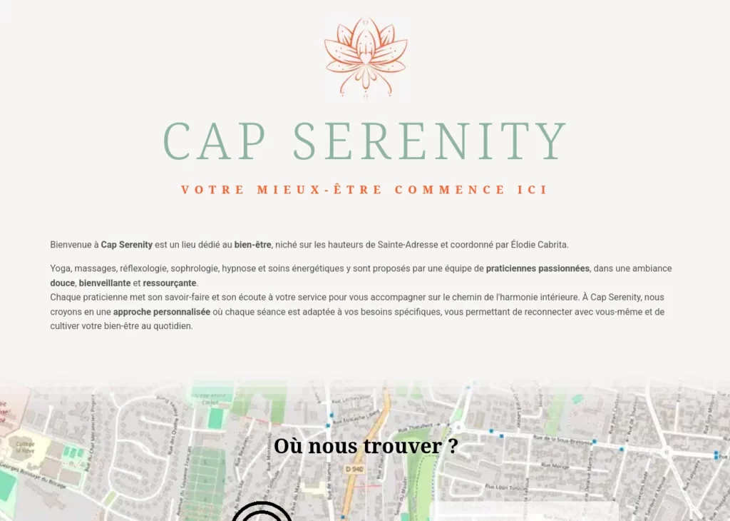 Site internet de Cap Serenity